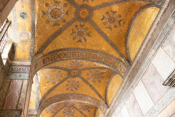 A beautiful view in a mosque in Istanbul. Frescoes, countenances ancient inscriptions.