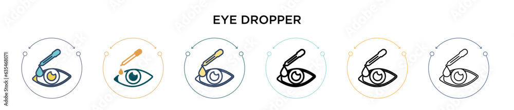 Poster eye dropper icon in filled, thin line, outline and stroke style. vector illustration of two colored 
