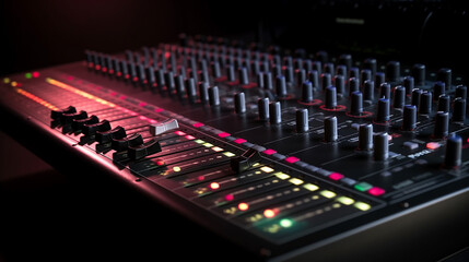 Fototapeta premium sound mixer control, equipment for sound mixer control, electornic device, high-precision and long-stroke faders ,faders and sliders