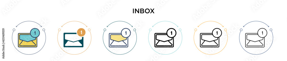 Poster inbox icon in filled, thin line, outline and stroke style. vector illustration of two colored and bl
