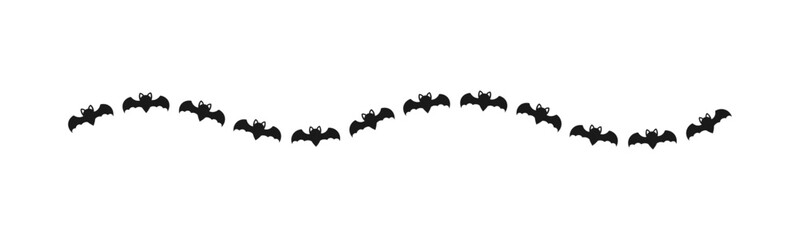 Separator Border illustration line of bat icon silhouette pattern for Halloween day concept of autumn season