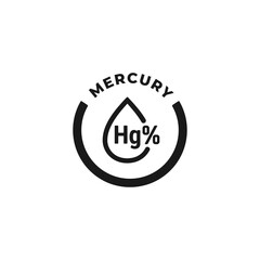 Mercury icon vector or Mercury label icon or Hg symbol isolated. Periodic table element mercury icon on white background. Vector illustration. hydrargyrum outline icon, or hydrargyrum isolated icon. 