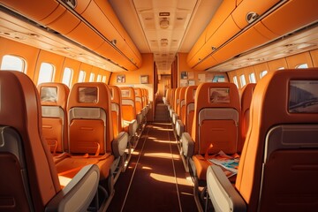 Interior of a transoceanic passenger plane, Generative Ai