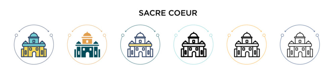 Sacre coeur icon in filled, thin line, outline and stroke style. Vector illustration of two colored and black sacre coeur vector icons designs can be used for mobile, ui, web