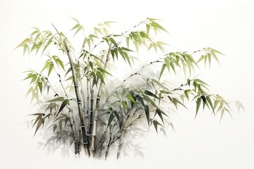Japanese Sumi-e style bamboo painting: Japanese art, Generative Ai