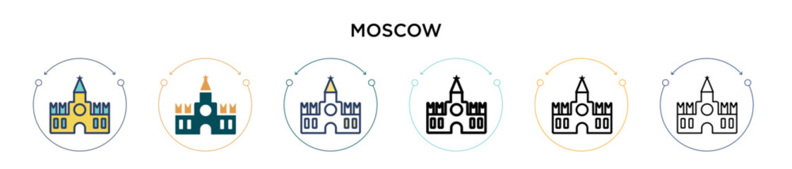 Moscow icon in filled, thin line, outline and stroke style. Vector illustration of two colored and black moscow vector icons designs can be used for mobile, ui, web