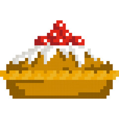 Cake cartoon icon in pixel style