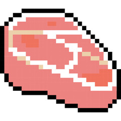 Obraz premium Raw steak cartoon icon in pixel style