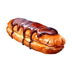 Chocolate eclair on white background