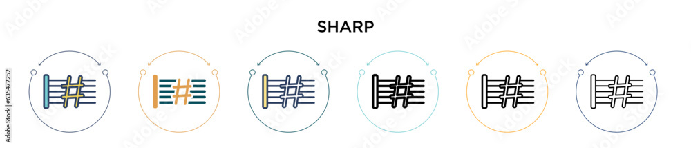Poster sharp icon in filled, thin line, outline and stroke style. vector illustration of two colored and bl