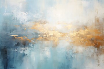 Modern abstract gold and blue textured oil painting, Generative Ai
