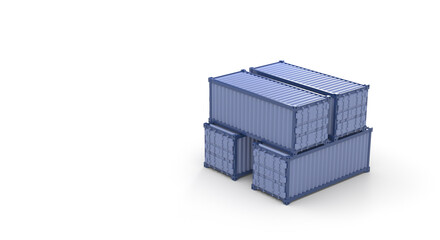 Container, carrier, blue container on a white background, boxes, shipping boxes, moving boxes, carrier flyer (3d illustration)