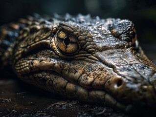 Obraz premium Crocodile portrait created with Generative AI technology