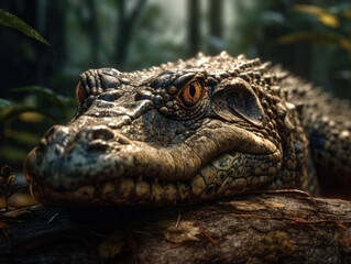 Fototapeta premium Crocodile portrait created with Generative AI technology