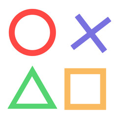 Fototapeta premium 丸とバツと三角と四角のイラスト