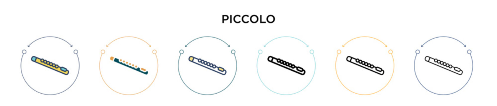 Piccolo icon in filled, thin line, outline and stroke style. Vector illustration of two colored and black piccolo vector icons designs can be used for mobile, ui, web