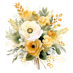 Flowers Watercolor Clip Art, Watercolor Illustration, Flowers Sublimation Design, Flowers Clip Art.