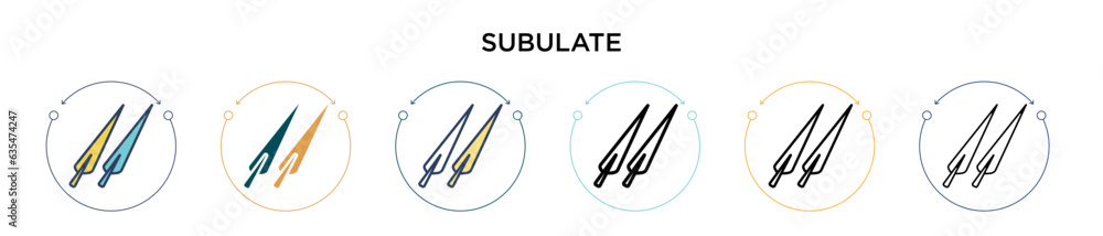 Poster subulate icon in filled, thin line, outline and stroke style. vector illustration of two colored and