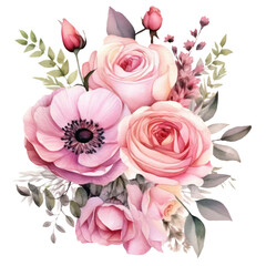 Flowers Watercolor Clip Art, Watercolor Illustration, Flowers Sublimation Design, Flowers Clip Art.