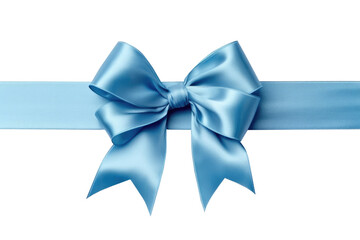 Blue ribbon gift mock up isolated on transparent background. Generative Ai