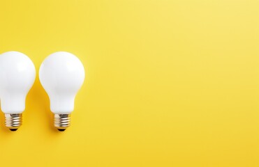 Various light bulbs on yellow background, concept of business ideas and creativity. Generative AI