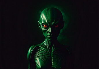 Portrait of an alien, a creepy humanoid. Generative AI