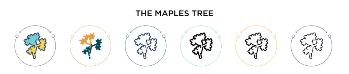 The maples tree icon in filled, thin line, outline and stroke style. Vector illustration of two colored and black the maples tree vector icons designs can be used for mobile, ui, web