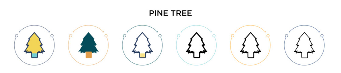 Red pine tree icon in filled, thin line, outline and stroke style. Vector illustration of two colored and black red pine tree vector icons designs can be used for mobile, ui, web