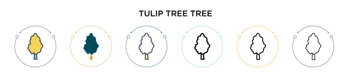 Tulip tree tree icon in filled, thin line, outline and stroke style. Vector illustration of two colored and black tulip tree tree vector icons designs can be used for mobile, ui, web