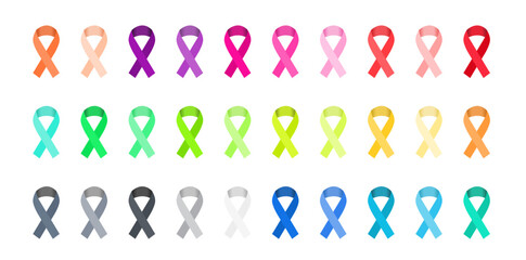 Awareness ribbon colors - big vector set