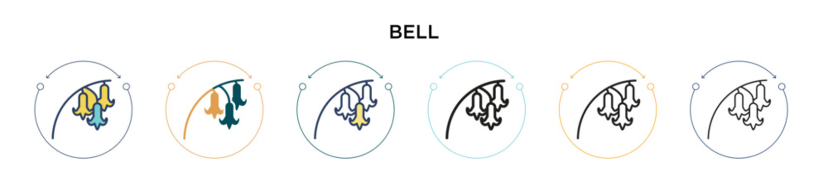 Bluebell icon in filled, thin line, outline and stroke style. Vector illustration of two colored and black bluebell vector icons designs can be used for mobile, ui, web