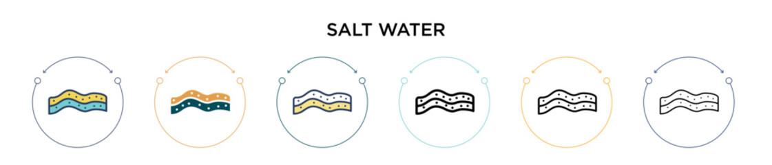 Salt water icon in filled, thin line, outline and stroke style. Vector illustration of two colored and black salt water vector icons designs can be used for mobile, ui, web