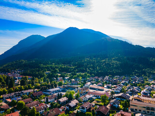 Garmisch-partenkirchen town aerial panoramic view, Germany