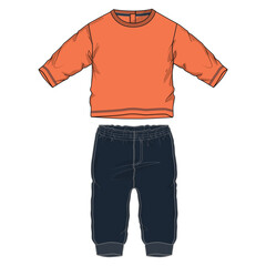 T shirt tops and jogger sweatpants vector illustration template for kids. 