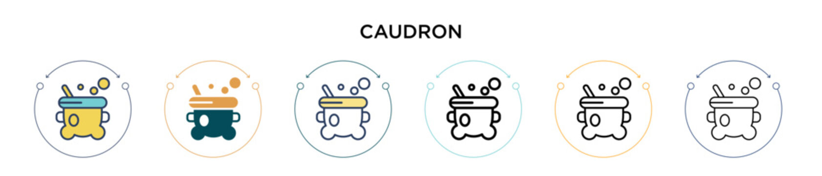 Caudron icon in filled, thin line, outline and stroke style. Vector illustration of two colored and black caudron vector icons designs can be used for mobile, ui, web