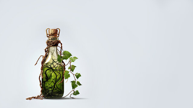 Plant in a bottle on white background (Generative AI)