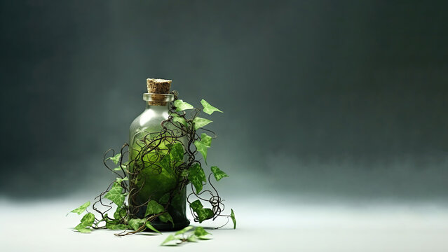Plant in a bottle on white background (Generative AI)