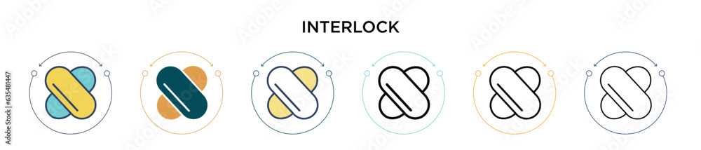 Poster interlock icon in filled, thin line, outline and stroke style. vector illustration of two colored an
