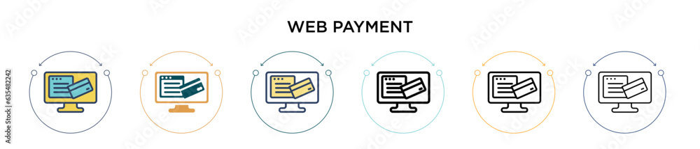 Poster web payment icon in filled, thin line, outline and stroke style. vector illustration of two colored 