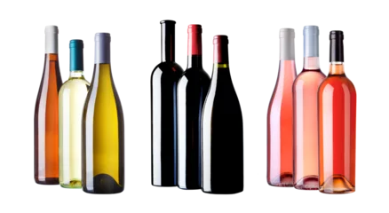 Fotobehang white red and rosé wine bottles © janvier