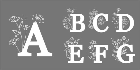 Floral decoration alphabet letters. Decorative Calligraphy for Wedding and invitation design. Vector illustration. © Lala