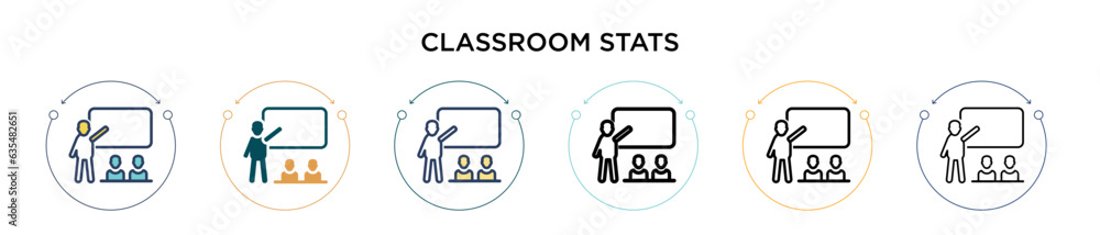 Poster classroom stats icon in filled, thin line, outline and stroke style. vector illustration of two colo