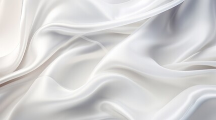 Naklejka premium White glossy fluid fabrics abstract silk folds background. AI generative.