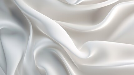 Obraz premium White glossy fluid fabrics abstract silk folds background. AI generative.
