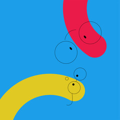 Funny Worm Smiling Character in Glasses from Corner Looking Vector Illustration