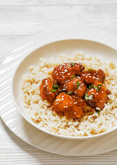 Baked Honey Sesame Chicken with brown rice