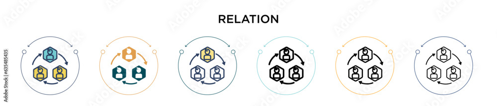 Poster relation icon in filled, thin line, outline and stroke style. vector illustration of two colored and