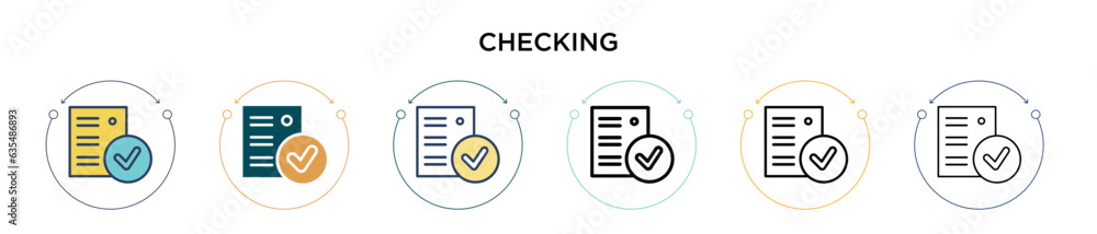 Poster checking icon in filled, thin line, outline and stroke style. vector illustration of two colored and