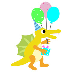 Obraz na płótnie Canvas Dinosaur party Clipart. happy dino