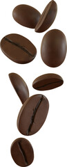 3d render falling coffee beans